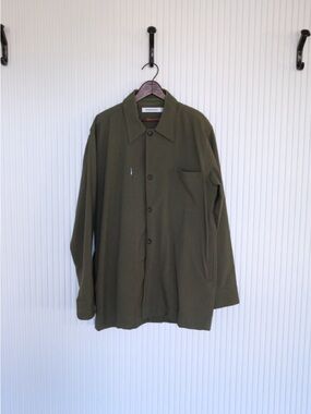 (multee) PROJECT Men's Olive Green Lightweight Button-Front Shirt Jacket